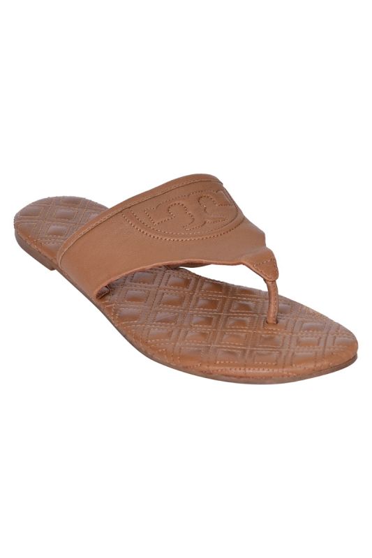 Tory Burch Tan Brown Quilted Fleming Flats