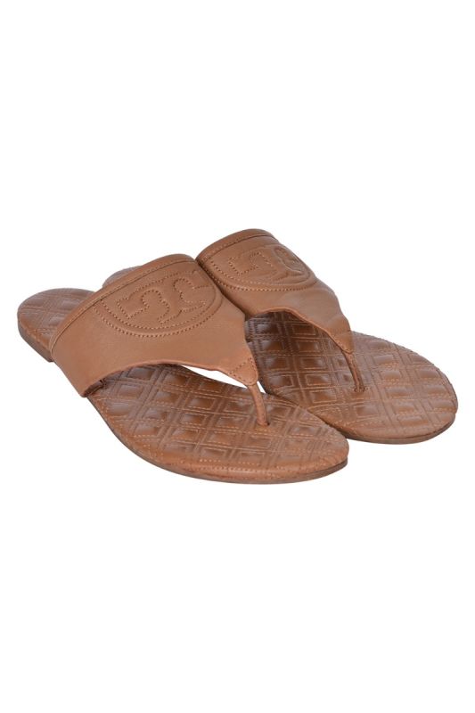 Tory Burch Tan Brown Quilted Fleming Flats