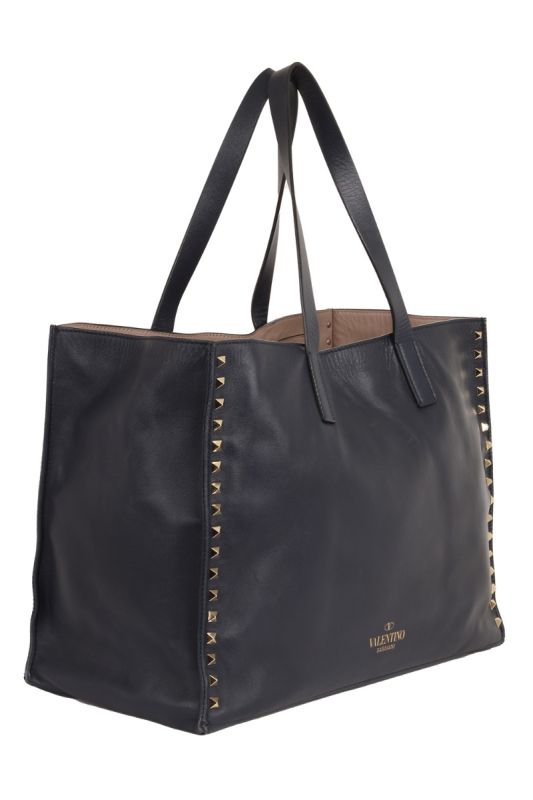 VALENTINO GARAVANI ROCKSTUD LEATHER TOTE BAG
