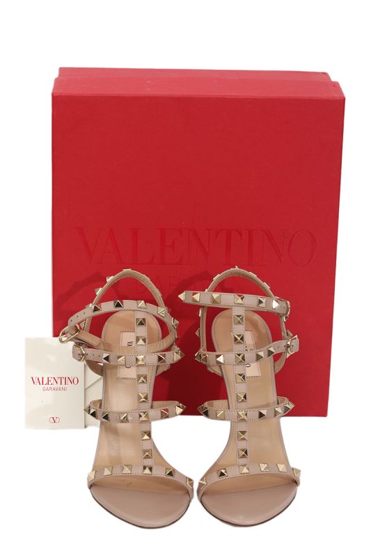 Valentino  EU 38 Nude Rockstud Caged Sandal