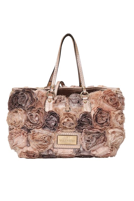 VALENTINO GARAVANI BLUSH PINK ORGANZA ROSIER TOTE