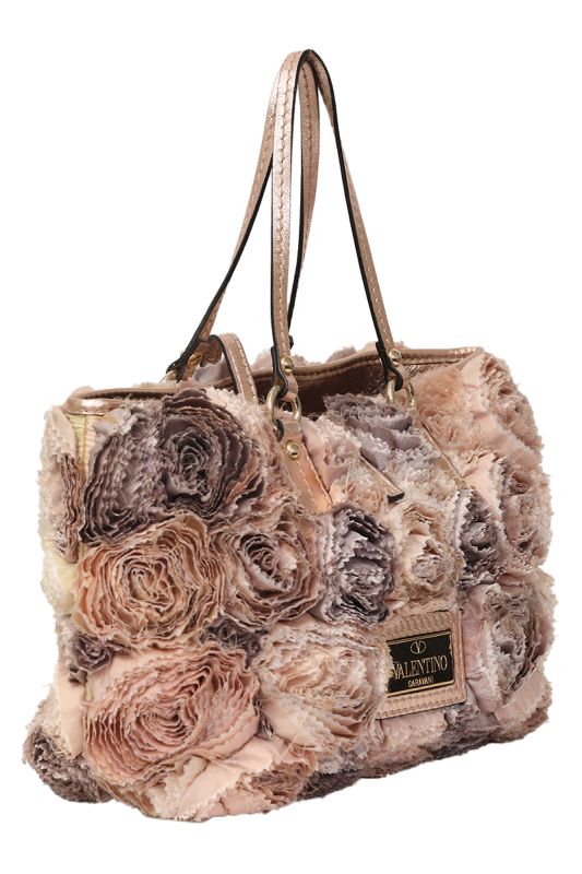 VALENTINO GARAVANI BLUSH PINK ORGANZA ROSIER TOTE