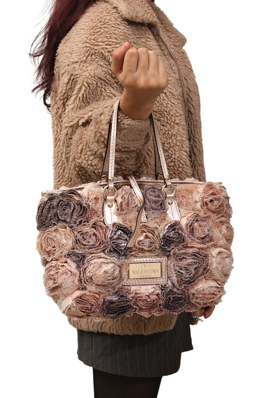 VALENTINO GARAVANI BLUSH PINK ORGANZA ROSIER TOTE