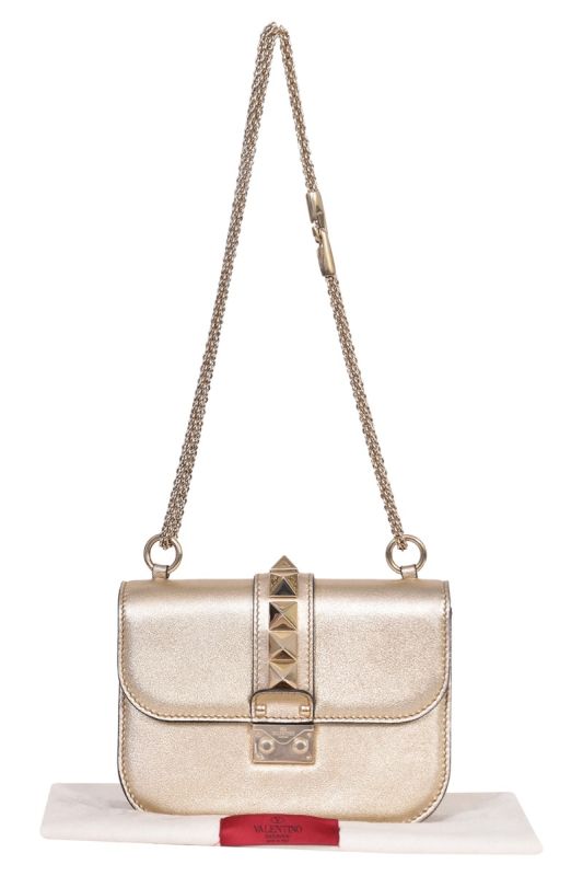 Valentino Garavani Glam Lock Metallic Shoulder Bag
