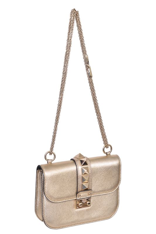 Valentino Garavani Glam Lock Metallic Shoulder Bag