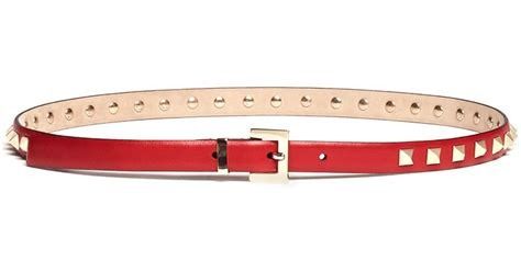 VALENTINO GARAVANI RED ROCKSTUD LEATHER BELT