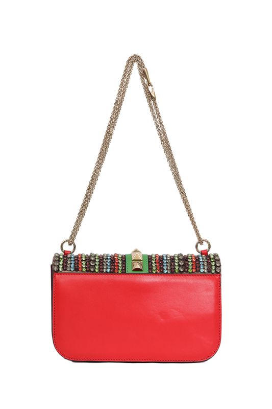 Valentino Garavani Limited Edition Multicolour Crystal Embellished Glam Lock Shoulder  Bag