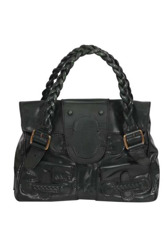 Valentino Historie Green Patent  Leather Handbag