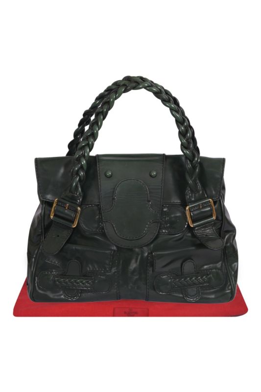 Valentino Historie Green Patent  Leather Handbag
