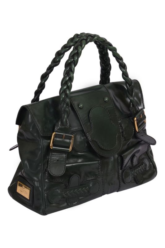 Valentino Historie Green Patent  Leather Handbag