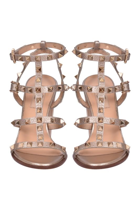 Valentino Leather Rock Stud Ankle Strap Sandals