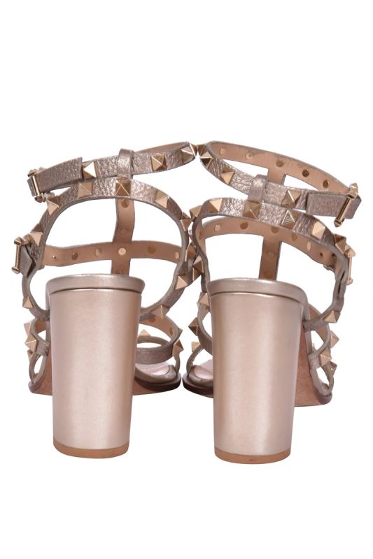 Valentino Leather Rock Stud Ankle Strap Sandals