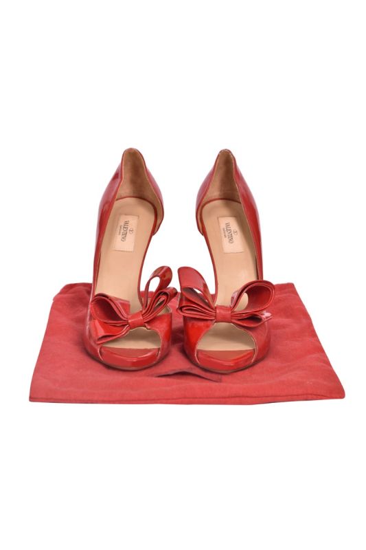 Valentino Red Bow Patent Leather Heels