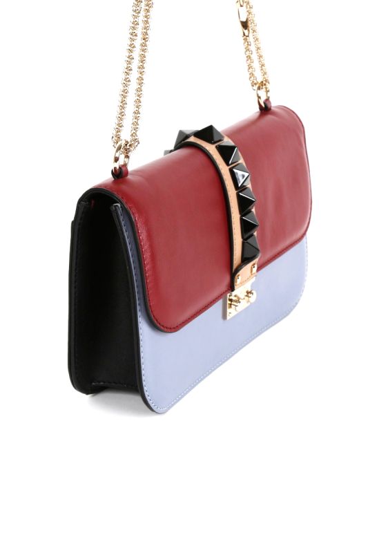 VALENTINO TRI COLOR GALM LOCKROCKSTUD BAG