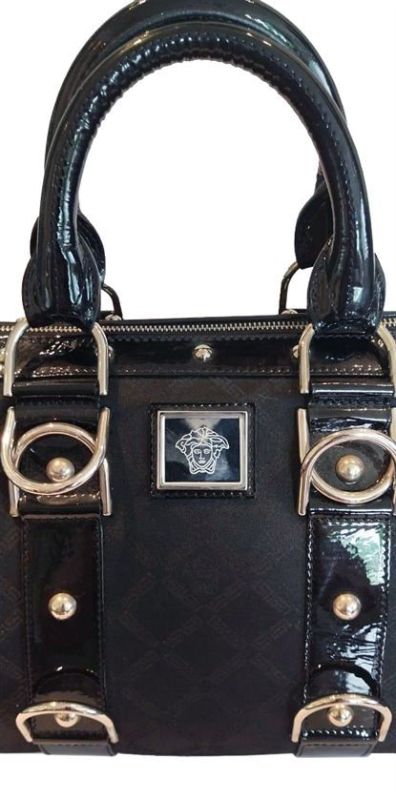 VERSACE BLACK JAQUARD MADONNA SATCHEL