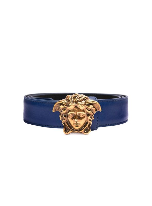 VERSACE BLUE LEATHER MEDUSA BELT