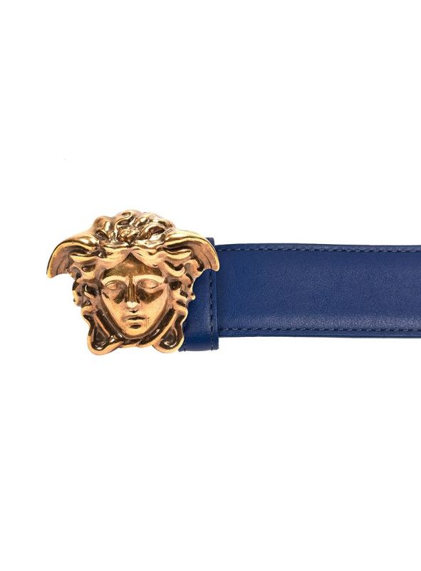 VERSACE BLUE LEATHER MEDUSA BELT