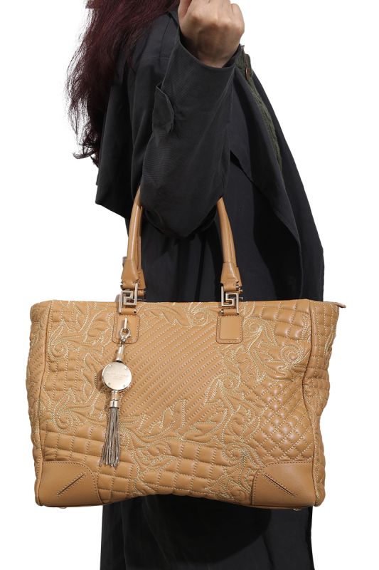 VERSACE ELETTRA VANITAS BEIGE TOTE BAG
