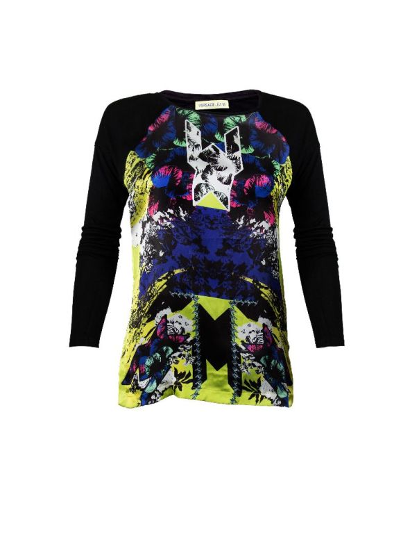 VERSACE JEANS COUTURE BLACK PRINTED TOP