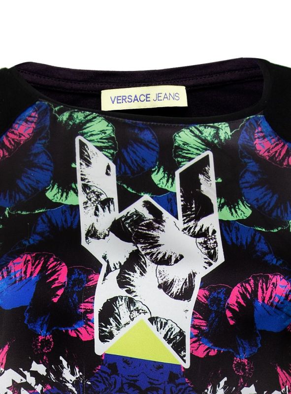 VERSACE JEANS COUTURE BLACK PRINTED TOP