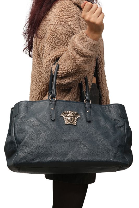 VERSACE LA MEDUSA LEATHER HANDBAG