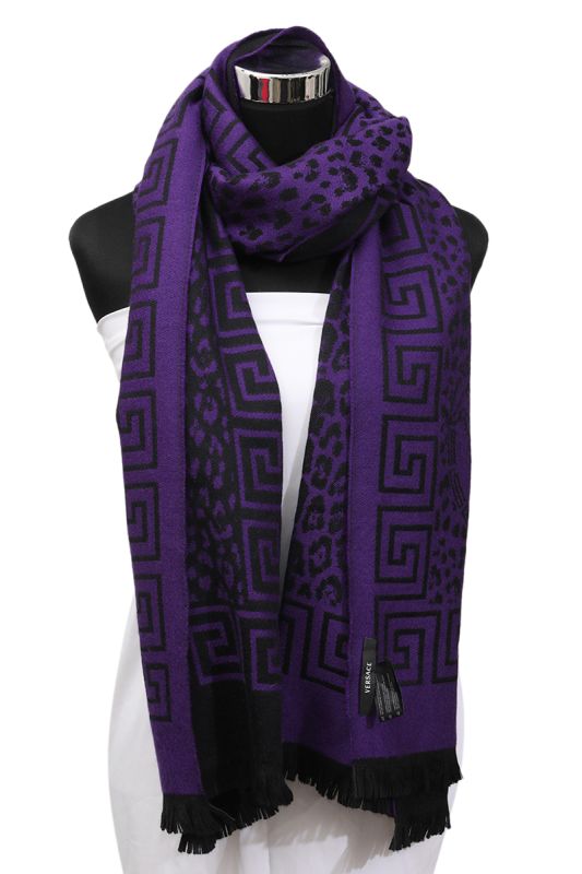 Versace Lana Wool Purple Scarf