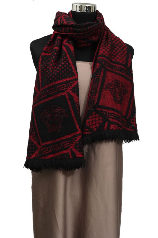 Versace Medusa Red & Black Wool Scarf