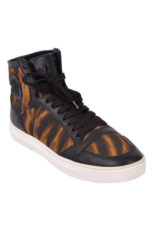 Versace Men’s Flame Pattern High- Top Sneakers