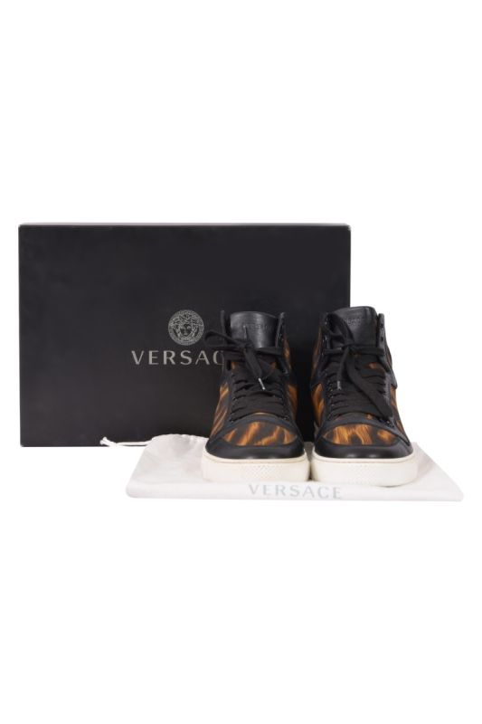 Versace Men’s Flame Pattern High- Top Sneakers