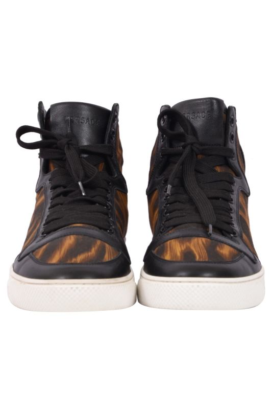 Versace Men’s Flame Pattern High- Top Sneakers