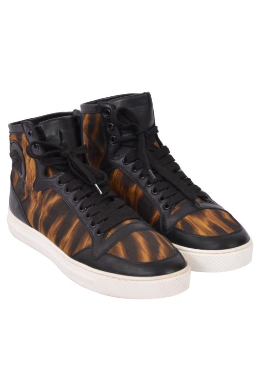 Versace Men’s Flame Pattern High- Top Sneakers