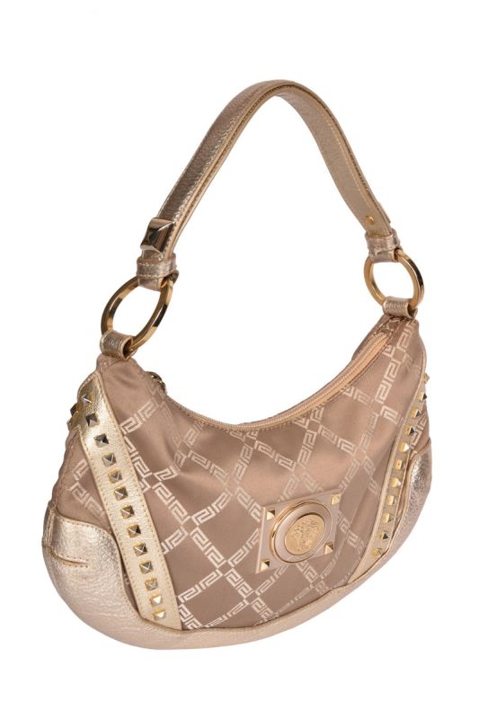 VERSACE MONOGRAM STUDDED SHOULDER BAG