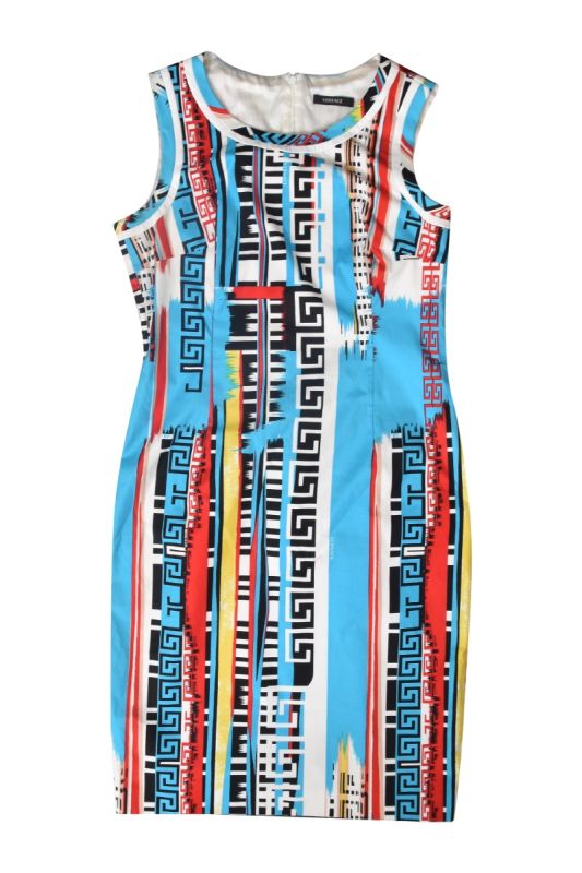 Versace Multicolor Printed Sleeveless Dress