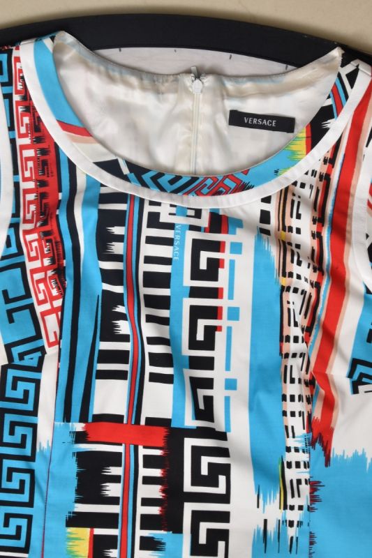 Versace Multicolor Printed Sleeveless Dress