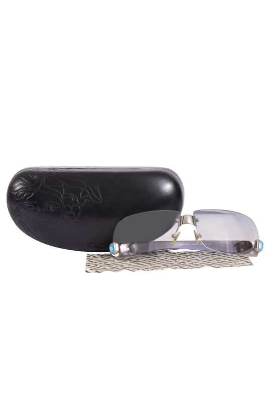 Versace Pale Blue Medusa Stone Embellished Sunglasses