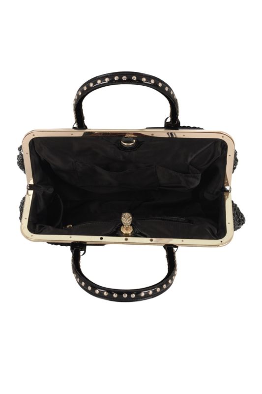 VERSACE PATENT EMBOSSED  FRAME SATCHEL BAG