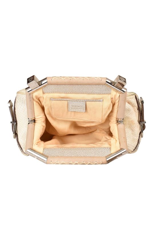 VERSACE PHYTON SKIN IVORY CHAIN HOBO BAG