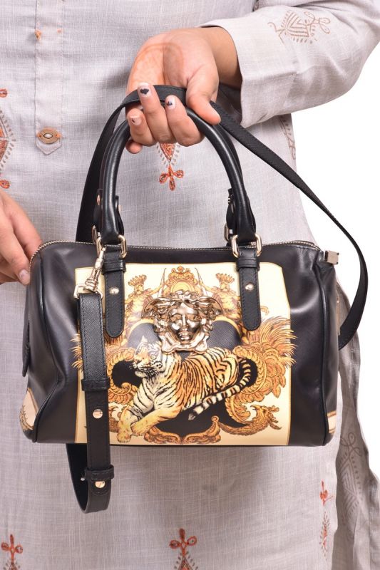 Versace Vintage Art Printed Boston Bag