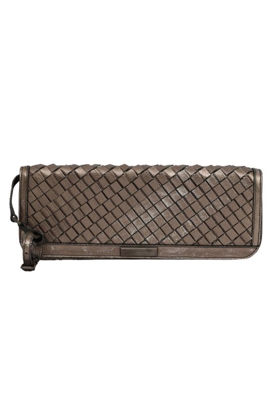 BURBERRY METALLIC DARK GREY CLUTCH 