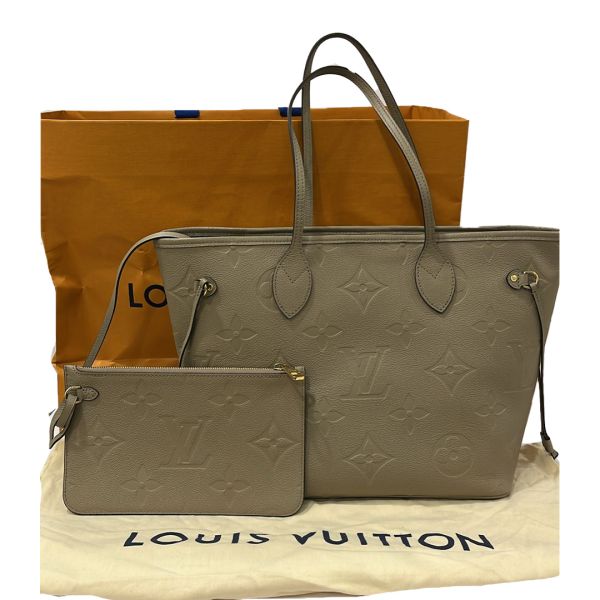 Louis Vuitton Neverfull MM Tourterelle Monogram Empreinte Handbag