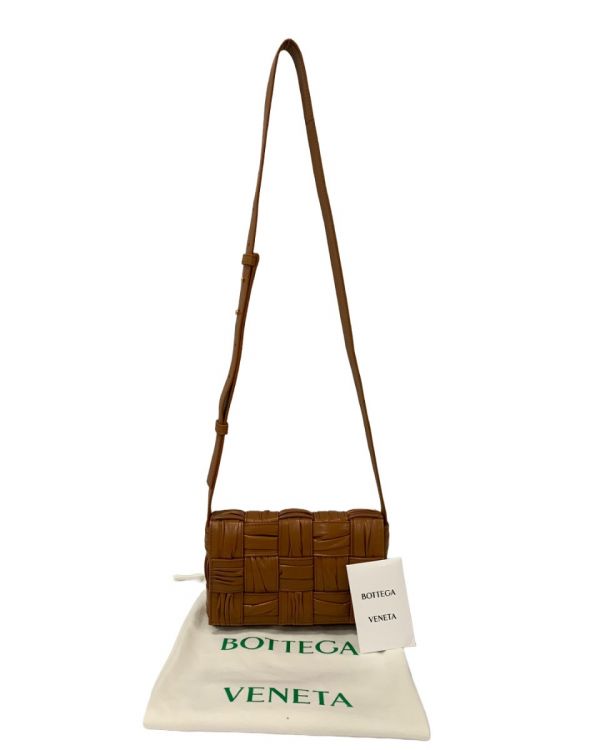 BOTTEGA VENETA BRICK CASSETE SMALL TAN BROWN CROSSBODY BAG 