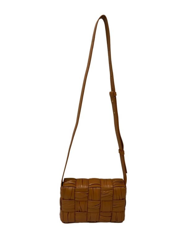 BOTTEGA VENETA BRICK CASSETE SMALL TAN BROWN CROSSBODY BAG 