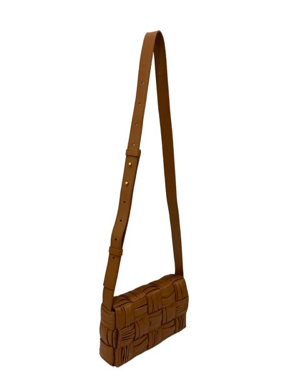 BOTTEGA VENETA BRICK CASSETE SMALL TAN BROWN CROSSBODY BAG 