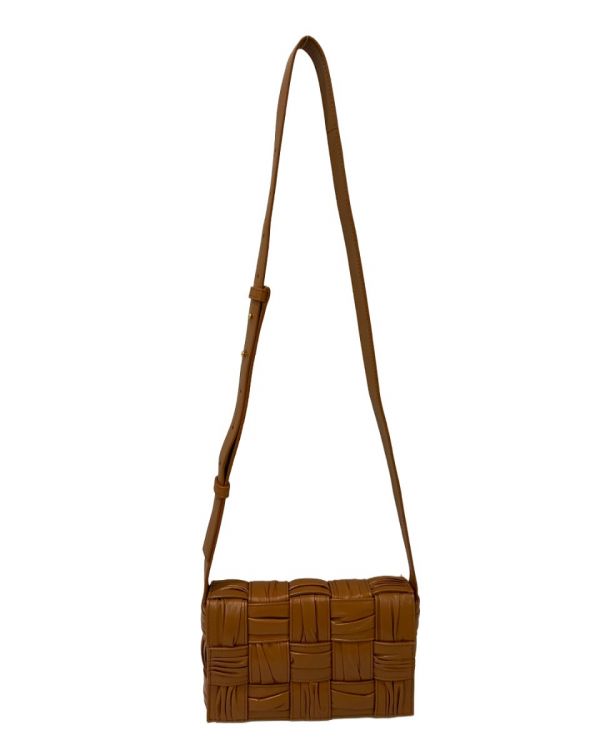 BOTTEGA VENETA BRICK CASSETE SMALL TAN BROWN CROSSBODY BAG 