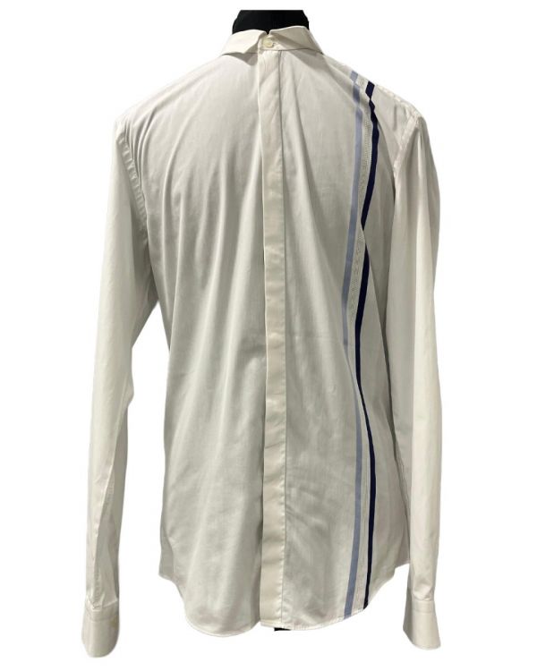 SALVATORE FERRAGAMO SIZE- S WHITE WITH BLUE STRIPE SHIRT 