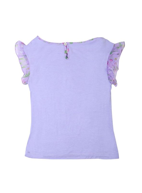 YOUNG VERSACE LILAC GOLD MEDUSA EMBROIDERED T SHIRT