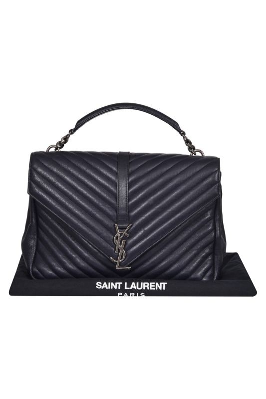 YSL College Black Chevron Handbag