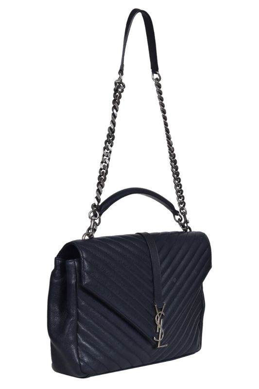 YSL College Black Chevron Handbag