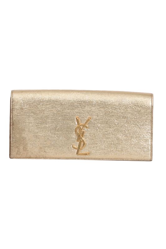 YSL METALLIC GOLD CALFSKIN CASSANDRE CLUTCH