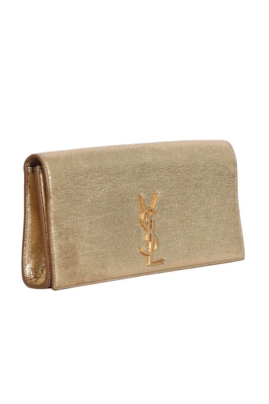 YSL METALLIC GOLD CALFSKIN CASSANDRE CLUTCH